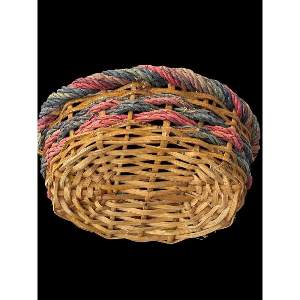 Oval Wicker Basket with Colorful Trim